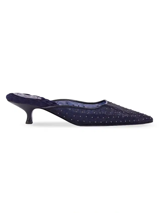 AERA Women's Rose 45MM Studded Vegan Mesh Kitten-Heel Mules - Navy