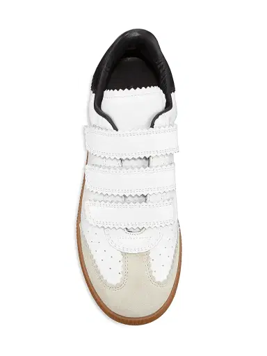 Isabel Marant Women's Beth Perforated Low-Top Suede-Leather Sneakers - White Black | Thumbnail 3 Isabel Marant Women's Beth Perforated Low-Top Suede-Leather Sneakers - White Black | Thumbnail 3