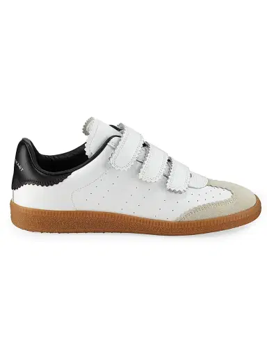 Isabel Marant Women's Beth Perforated Low-Top Suede-Leather Sneakers - White Black | Thumbnail 1 Isabel Marant Women's Beth Perforated Low-Top Suede-Leather Sneakers - White Black | Thumbnail 1