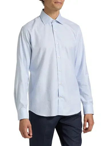 Saks Fifth Avenue Men's COLLECTION Minicheck Dress Shirt - Light Blue - Size 18 | Thumbnail 4