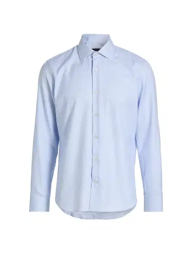 Saks Fifth Avenue Men's COLLECTION Minicheck Dress Shirt - Light Blue - Size 18 | Thumbnail 1