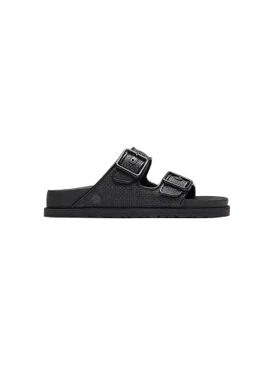Birkenstock Women's Arizona Raffia Dual-Buckle Slide Sandals - Black - Size 7 | Thumbnail 1 Birkenstock Women's Arizona Raffia Dual-Buckle Slide Sandals - Black - Size 7 | Thumbnail 1