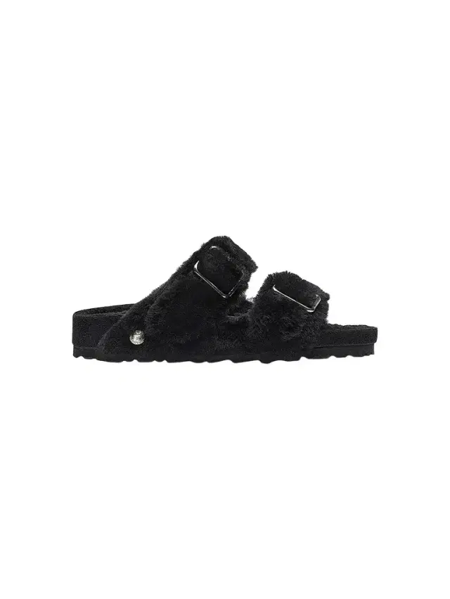 Women's Arizona Shearling Dual-Buckle Slide Sandals - Black
