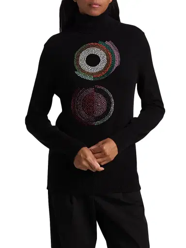 Libertine Women's Sonia Crystal-Embellished Cashmere Sweater - Black Blk - Size Large | Thumbnail 3