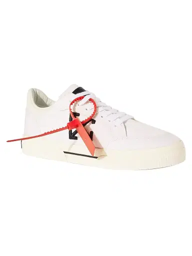 Off-White Women's Vulcanized Canvas Low-Top Sneakers - White Black - Size 9 | Thumbnail 3