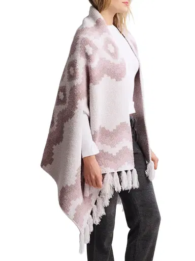 Barefoot Dreams Women's Cozychic Mosaic Fringe-Trimmed Wrap - Faded Rose Multi | Thumbnail 2 Barefoot Dreams Women's Cozychic Mosaic Fringe-Trimmed Wrap - Faded Rose Multi | Thumbnail 2