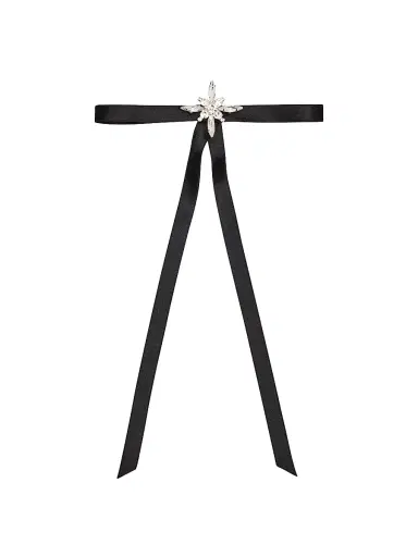 LELET NY Women's Avril Crystal Satin Bow - Black | Thumbnail 1