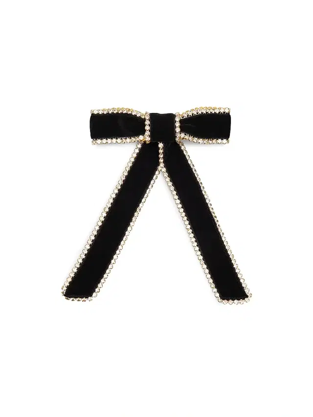 Women's Lilly Crystal-Embellished Velvet Bow - Black