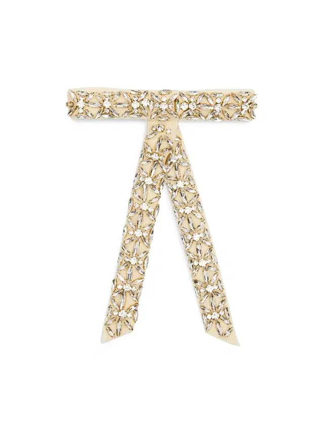 Lelet NY Women's Avril Crystal-Embellished Velvet Bow - White