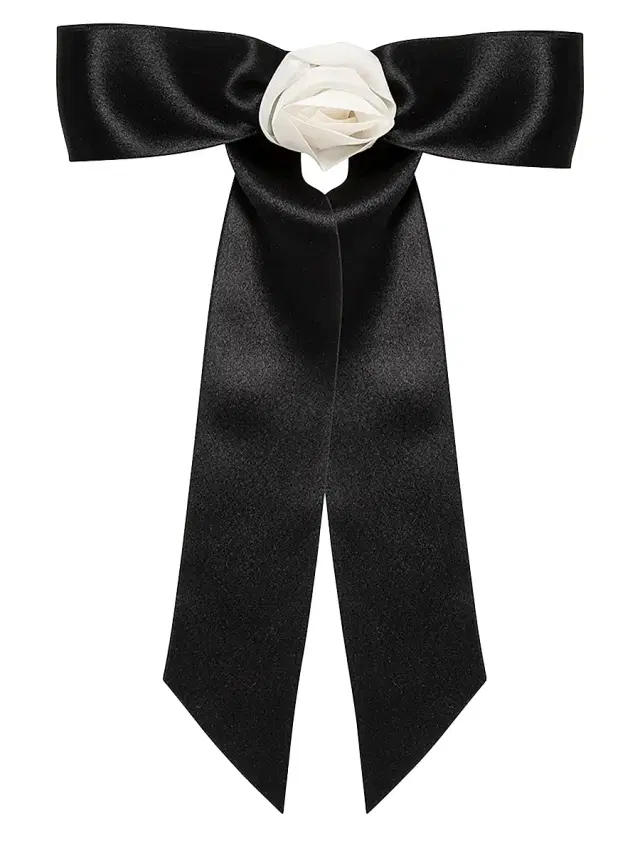 Jennifer Behr Women's Rosette Bow Silk Barrette - Black White