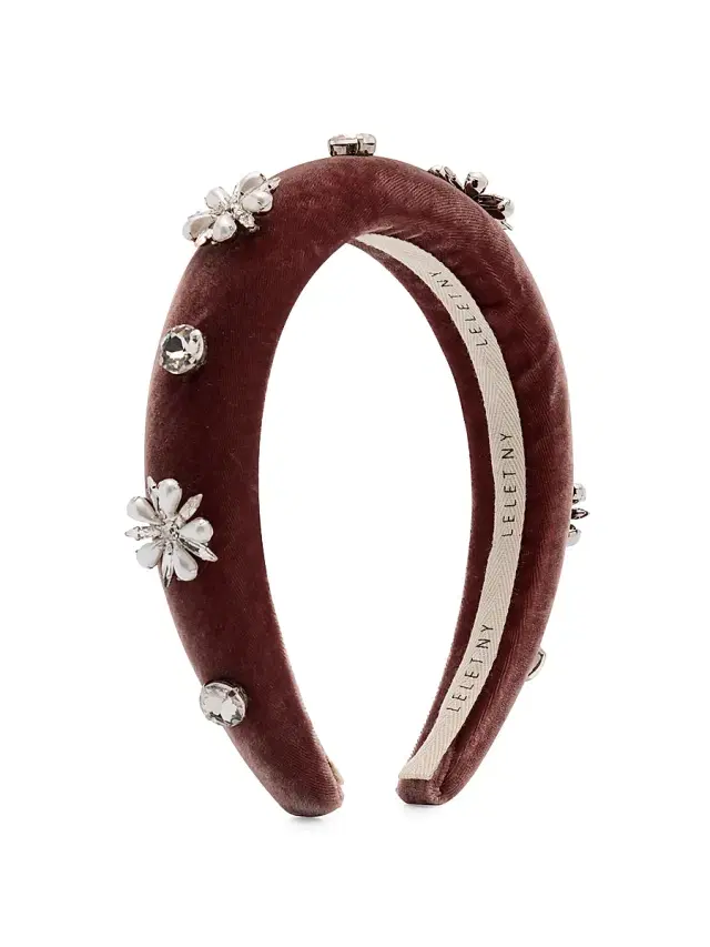 Lelet NY Women's Annie Embellished Velvet Headband - Purple