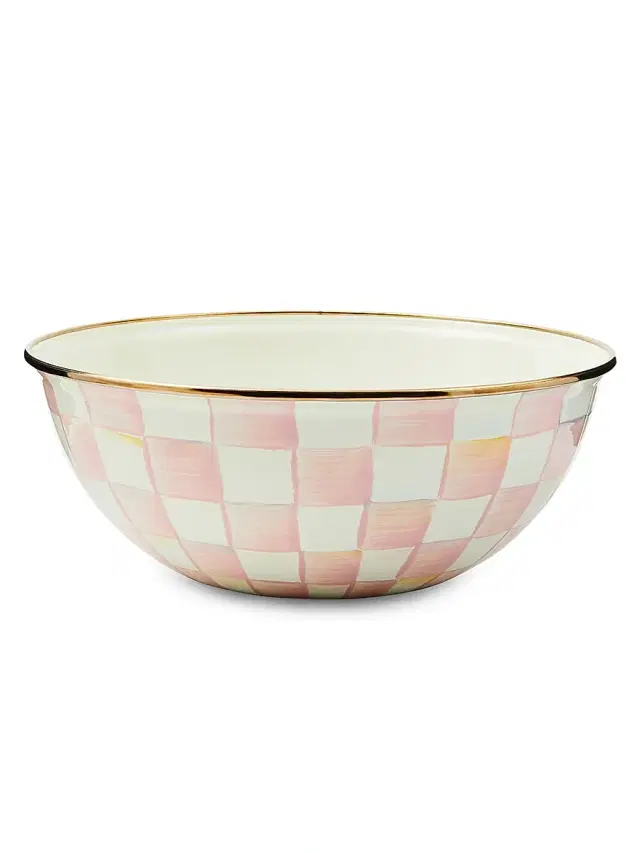 MacKenzie-Childs Medium Rosy Check Enamel Everyday Bowl
