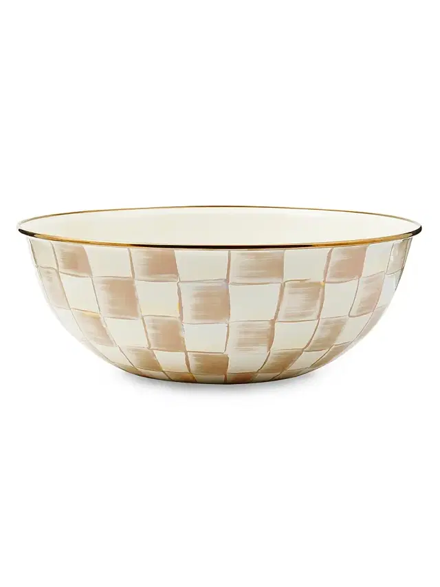 Extra-Large Mocha Check Everyday Bowl