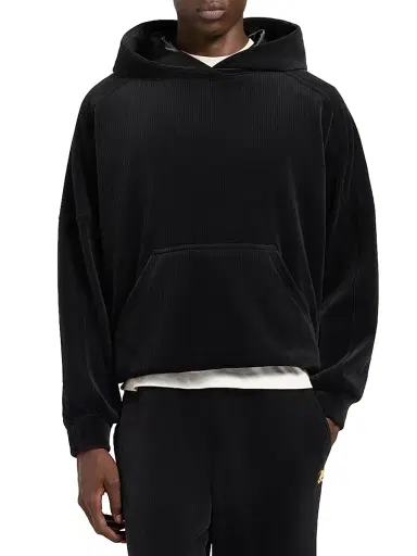 Moose Knuckles Men's Sportswear Preston Ribbed Hoodie - Black | Thumbnail 4