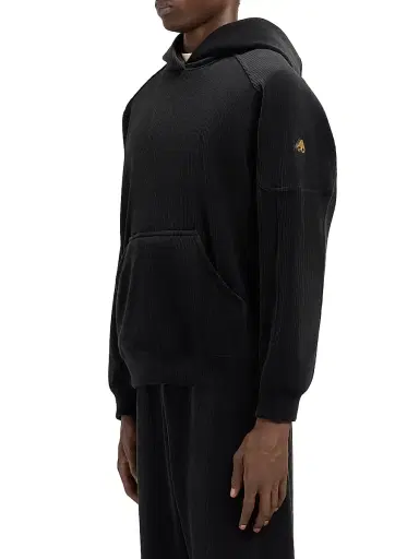 Moose Knuckles Men's Sportswear Preston Ribbed Hoodie - Black | Thumbnail 5