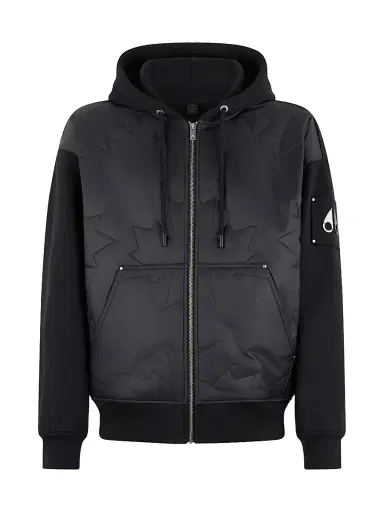 Moose Knuckles Men's Sportswear Ashby Mixed-Media Zip-Up Hoodie | Thumbnail 1 Moose Knuckles Men's Sportswear Ashby Mixed-Media Zip-Up Hoodie | Thumbnail 1