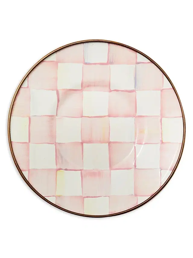 MacKenzie-Childs Rosy Check Enamel Saucer