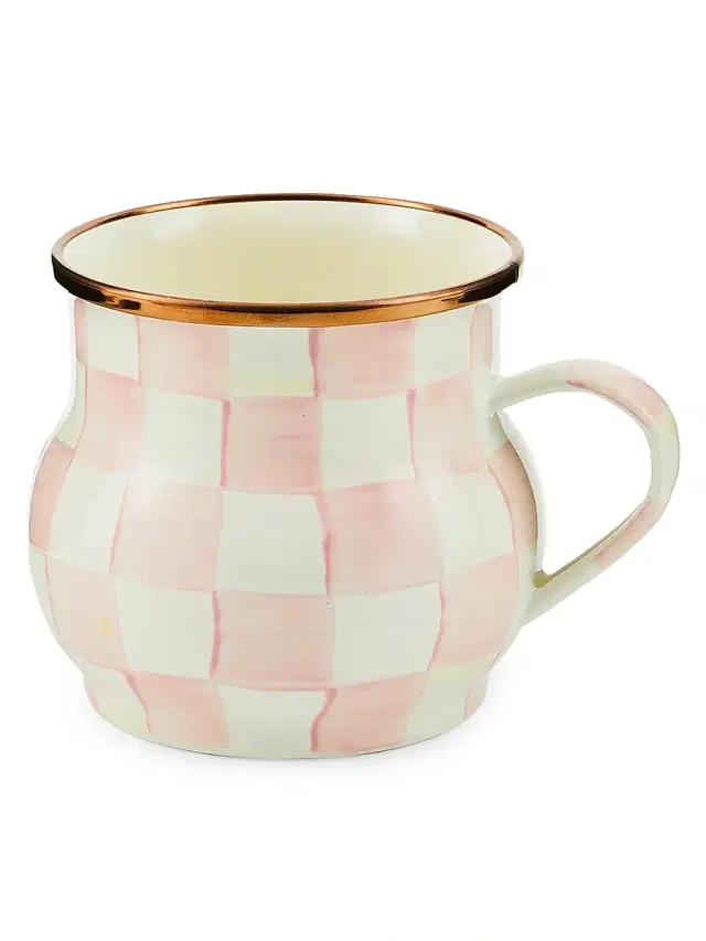 Rosy Check Enamel Mug