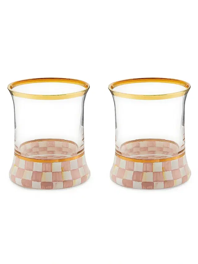 Rosy Check Tumbler Glasses 2-Piece Set