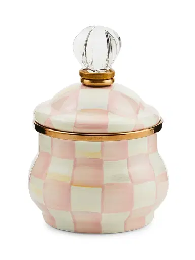 MacKenzie-Childs Rosy Check Enamel Lidded Sugar Bowl | Thumbnail 1 MacKenzie-Childs Rosy Check Enamel Lidded Sugar Bowl | Thumbnail 1