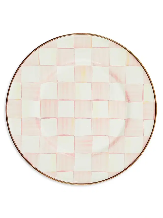 MacKenzie-Childs Rosy Check Enamel Salad/Dessert Plate
