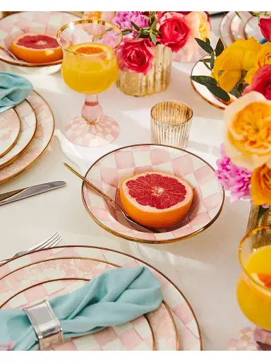 MacKenzie-Childs Rosy Check Enamel Breakfast Bowl | Thumbnail 2