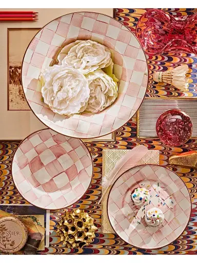 MacKenzie-Childs Rosy Check Enamel Breakfast Bowl | Thumbnail 3