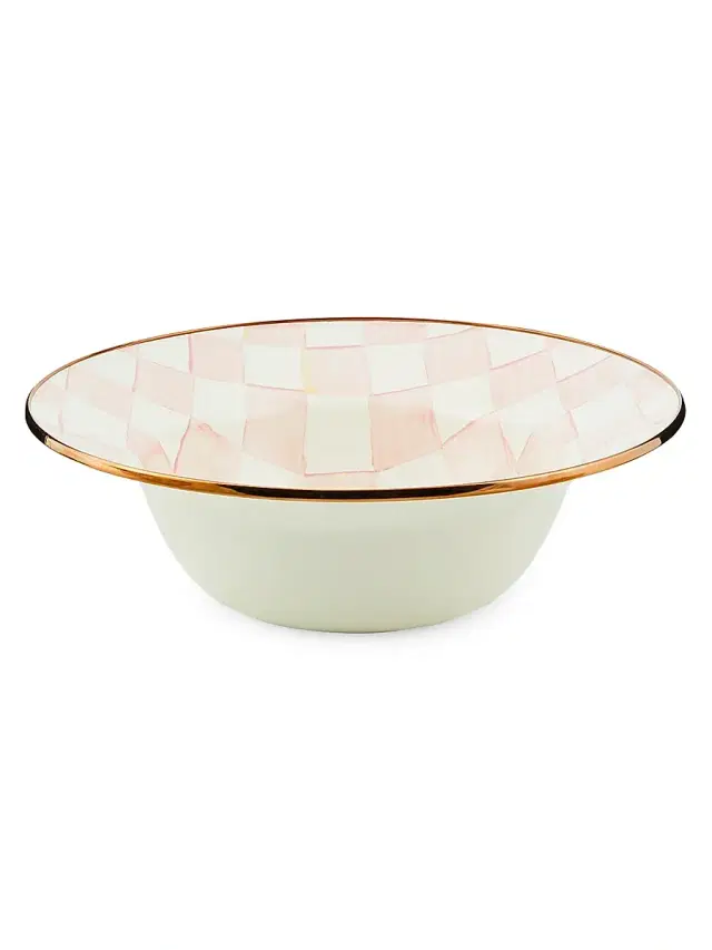 Rosy Check Enamel Serving Bowl