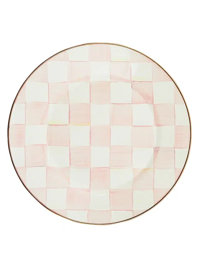 MacKenzie-Childs Rosy Check Enamel Dinner Plate