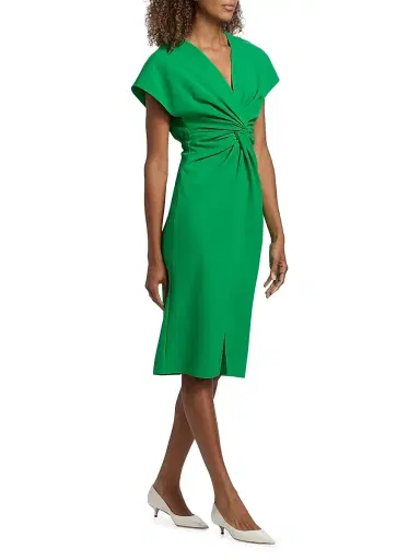 PRABAL GURUNG Women's Jackie Twist-Front Knee-Length Dress - Green - Size 0 | Thumbnail 2