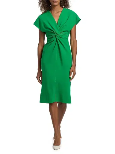 PRABAL GURUNG Women's Jackie Twist-Front Knee-Length Dress - Green - Size 0 | Thumbnail 3