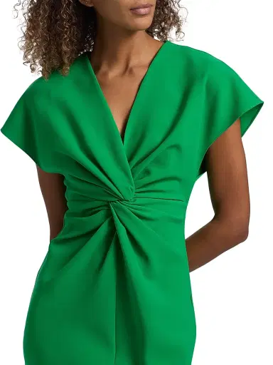 PRABAL GURUNG Women's Jackie Twist-Front Knee-Length Dress - Green - Size 0 | Thumbnail 6