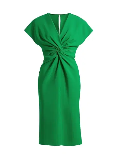 PRABAL GURUNG Women's Jackie Twist-Front Knee-Length Dress - Green - Size 0 | Thumbnail 1