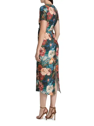 PRABAL GURUNG Women's Floral Twist-Front Cocktail Dress - Green Peach Multi - Size 2 | Thumbnail 5