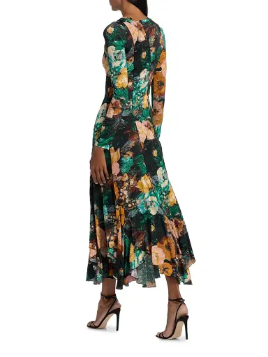PRABAL GURUNG Women's Floral Stretch-Jersey Diagonal-Seamed Midi-Dress | Thumbnail 5 PRABAL GURUNG Women's Floral Stretch-Jersey Diagonal-Seamed Midi-Dress | Thumbnail 5