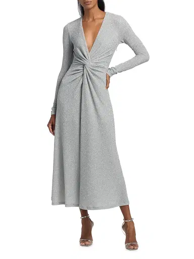 Prabal Gurung Women's Shimmer Twist Midi-Dress - Silver | Thumbnail 3 Prabal Gurung Women's Shimmer Twist Midi-Dress - Silver | Thumbnail 3