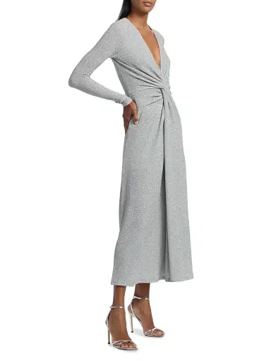 Prabal Gurung Women's Shimmer Twist Midi-Dress - Silver | Thumbnail 4 Prabal Gurung Women's Shimmer Twist Midi-Dress - Silver | Thumbnail 4