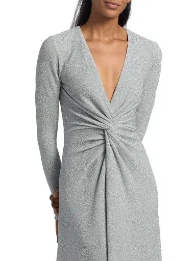 Prabal Gurung Women's Shimmer Twist Midi-Dress - Silver | Thumbnail 6 Prabal Gurung Women's Shimmer Twist Midi-Dress - Silver | Thumbnail 6