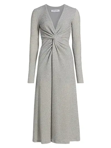 Prabal Gurung Women's Shimmer Twist Midi-Dress - Silver | Thumbnail 1 Prabal Gurung Women's Shimmer Twist Midi-Dress - Silver | Thumbnail 1