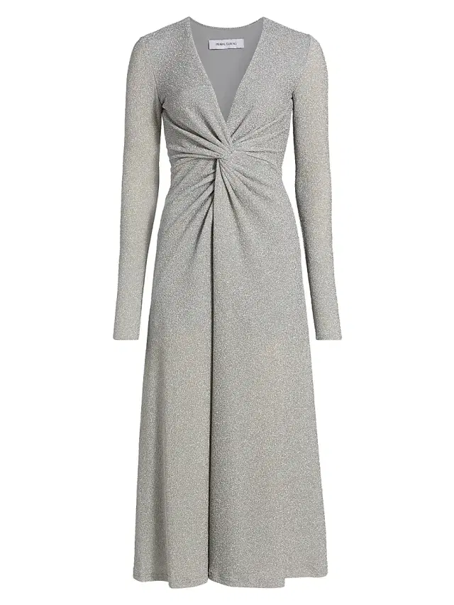 Prabal Gurung Women's Shimmer Twist Midi-Dress - Silver