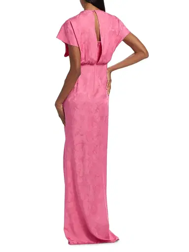 PRABAL GURUNG Women's Jackie Floral Jacquard Twist-Front Gown - Pink - Size 10 | Thumbnail 5