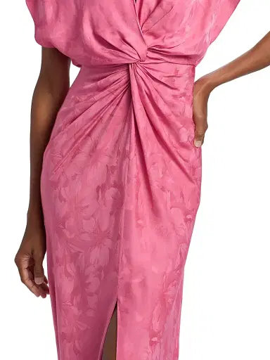 PRABAL GURUNG Women's Jackie Floral Jacquard Twist-Front Gown - Pink - Size 10 | Thumbnail 6