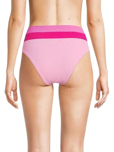 BEACH RIOT Women's Heidi Rib Swim Bottom - Peak Pink Colorblock - Size Small | Thumbnail 5