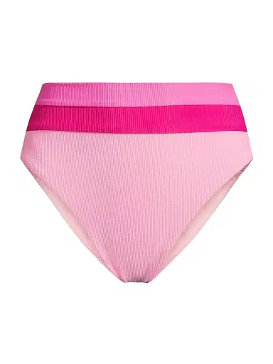 BEACH RIOT Women's Heidi Rib Swim Bottom - Peak Pink Colorblock - Size Small | Thumbnail 1