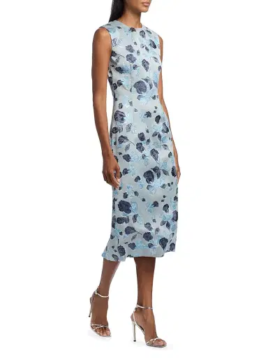 PRABAL GURUNG Women's Floral Jacquard Sheath Cocktail Dress - Ice Blue Multi - Size 8 | Thumbnail 4 PRABAL GURUNG Women's Floral Jacquard Sheath Cocktail Dress - Ice Blue Multi - Size 8 | Thumbnail 4