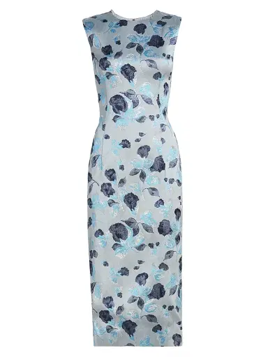 PRABAL GURUNG Women's Floral Jacquard Sheath Cocktail Dress - Ice Blue Multi - Size 8 | Thumbnail 1 PRABAL GURUNG Women's Floral Jacquard Sheath Cocktail Dress - Ice Blue Multi - Size 8 | Thumbnail 1