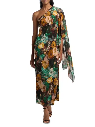 Prabal Gurung Women's Floral One-Shoulder Cocktail Dress - Green Yellow Multi | Thumbnail 3