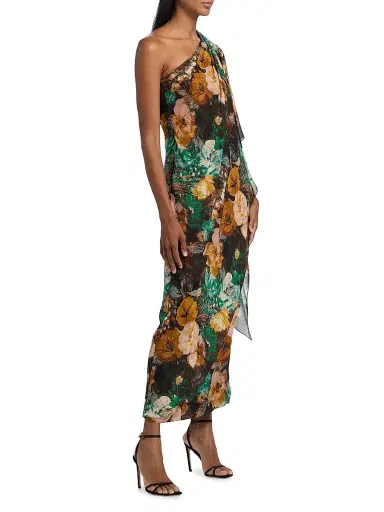 Prabal Gurung Women's Floral One-Shoulder Cocktail Dress - Green Yellow Multi | Thumbnail 4