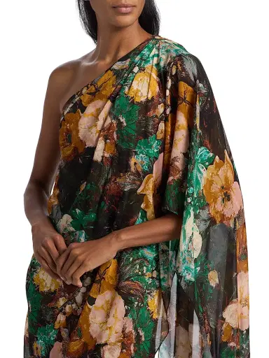 Prabal Gurung Women's Floral One-Shoulder Cocktail Dress - Green Yellow Multi | Thumbnail 6