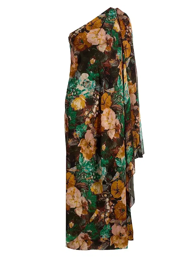 Prabal Gurung Women's Floral One-Shoulder Cocktail Dress - Green Yellow Multi